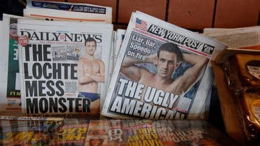 The front pages of the New York Post and the New York Daily News display the image of U.S. Olympic swimmer Ryan Lochte in New York, U.S., August 19, 2016. REUTERS