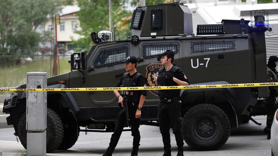 Turkish police officers secure the area at the site of a blast, in Istanbul, Thursday, May 12, 2016. AP