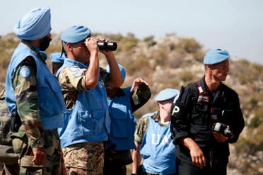 UN peacekeepers serving with the United Nations Interim Force in Lebanon (UNIFIL) inspect areas that were targeted by shelling by the Israeli Army in the Shebaa area, southern Lebanon. (File photo: Reuters)