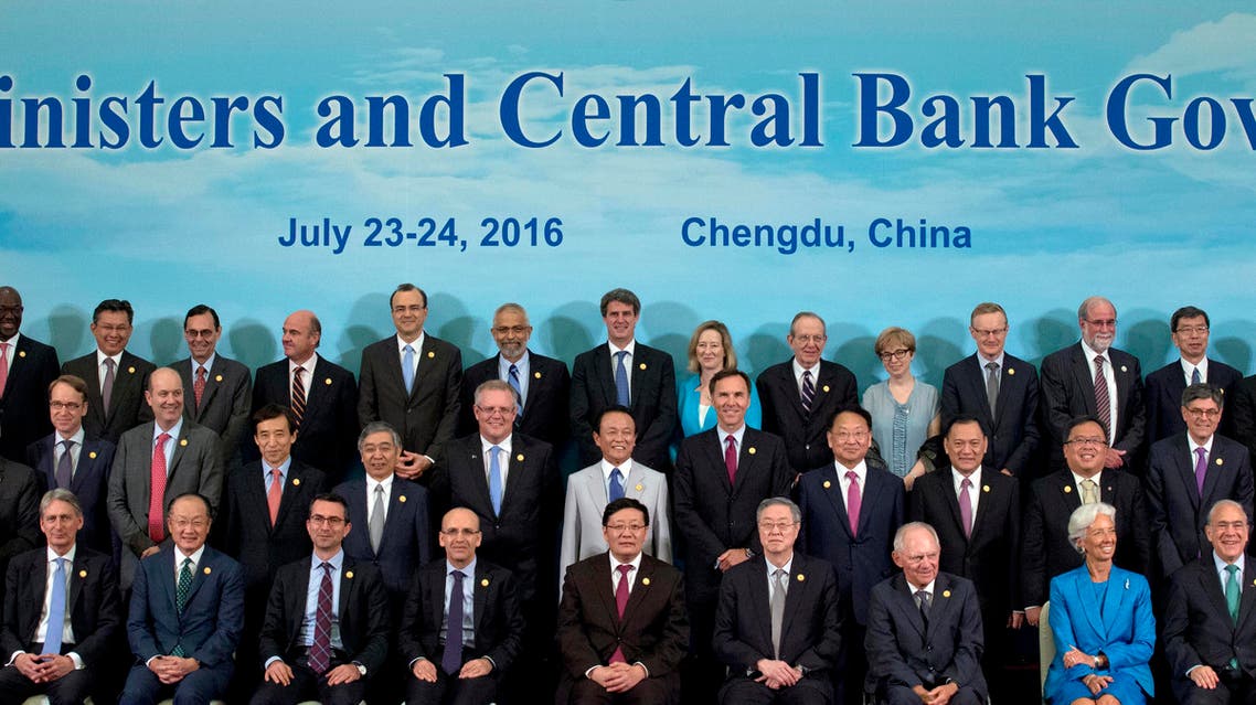 G20 Finance Ministers and Central Bank Governors pose for a group photo in Chengdu in Southwestern China’s Sichuan province, Sunday, July 24, 2016. (AP)