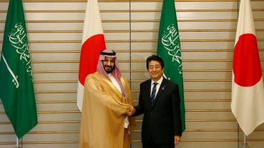 Saudi Deputy Crown Prince Mohammad bin Salman meets with Japan's Prime Minister Shinzo Abe at Abe's official residence in Tokyo. (Reuters)
