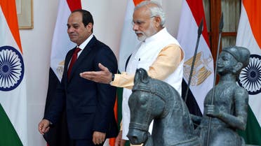 Egypt's President Abdel Fattah al-Sisi (L) arrive with India's Prime Minister Narendra Modi for a photo opportunity at Hyderabad House in New Delhi, India, September 2, 2016. (Reuters)