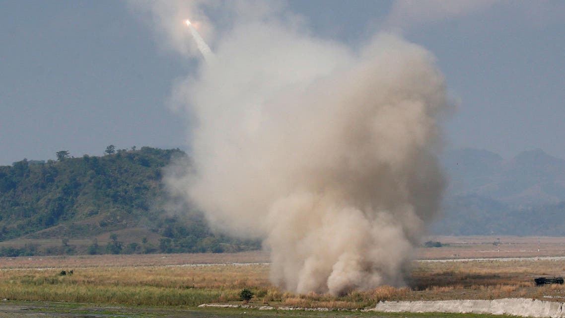 A U.S. military fires a High Mobility Artillery Rocket System (HIMARS) during a military exercise with Philippine troops called "Balikatan" (shoulder-to-shoulder) in Capas, Tarlac in northern Philippines April 14, 2016. REUTERS