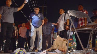 Philippine President Rodrigo Duterte, second left, visits the site of Friday night's explosion that killed more than a dozen people and wounded several others at a night market in Davao city, his hometown, Saturday, Sept. 3, 2016 in southern Philippines (Photo: Robinson Ninal/Malacanang Palace Presidential Communications Operations Office Presidential Photographers Division via AP)