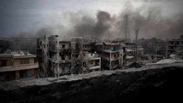In this Tuesday, Oct. 2, 2012 file photo, smoke rises over Saif Al Dawla district, in Aleppo, Syria. Asked what he will do about Aleppo’s intractable situation, U.S Presidential candidate Gary Johnson responded in earnest: “What is Aleppo?” His comments caused a debate in the U.S. about the importance of foreign policy issues in the current presidential elections.(AP Photo/ Manu Brabo, File)