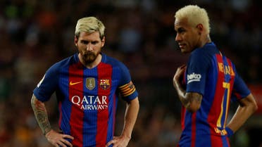 Barcelona's Lionel Messi and Neymar during the match. REUTERS