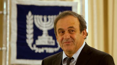 UEFA President Michel Platini stands prior to his meeting with Israel's President Shimon Peres, not seen, at the President's residence in Jerusalem. (File Photo: AP)