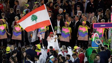 Nacif Elias carries the flag of Lebanon during the opening ceremony for the 2016 Summer Olympics in Rio de Janeiro, Brazil, Friday, Aug. 5, 2016. (AP)