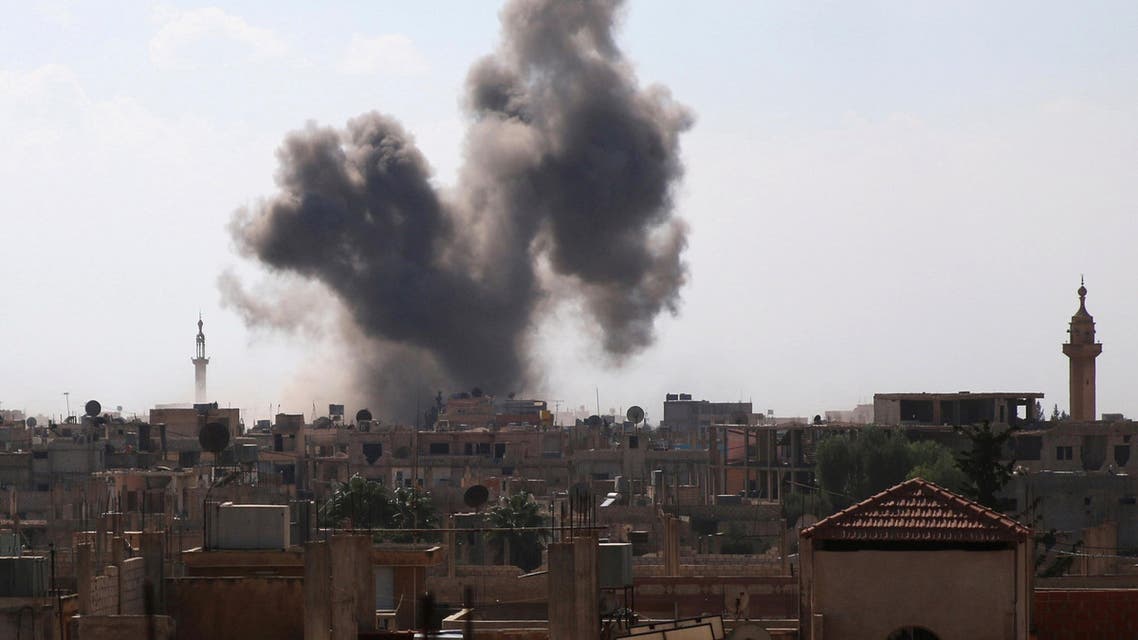 Smoke rises after an airstrike in the rebel-held town of Dael, in Deraa Governorate, Syria September 5, 2016. REUTERS