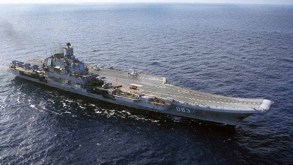 The Admiral Kuznetsov carrier seen in the Barents Sea, Russia. Defense Minister Sergei Shoigu said on Wednesday, Sept. 21, 2016, that the navy will send its only aircraft carrier, the Admiral Kuznetsov, to the eastern Mediterranean to join other Russian ships deployed near the Syrian shores. (File photo: AP)