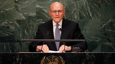 Prime Minister Tammam Salam of Lebanon addresses attendees during the 70th session of the United Nations General Assembly at the U.N. Headquarters in New York, September 30, 2015. REUTERS/Mike Segar