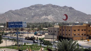 This photo shows an army tank being transported, in the city of Najran, Saudi Arabia, near the border with Yemen on April 23, 2015. (AP)