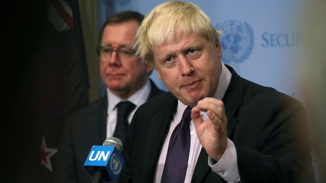 REFILE - CORRECTING IDENTITYNew Zealand's Foreign Minister Murray McCully and Britain's Foreign Secretary Boris Johnson participate in a press briefing after the U.N. Security Council voted on a resolution on "Threats to international peace and security caused by terrorist acts" during the 71st Session of the U.N. General Assembly in the Manhattan, New York, U.S., September 22, 2016. REUTERS/Andrew Kelly