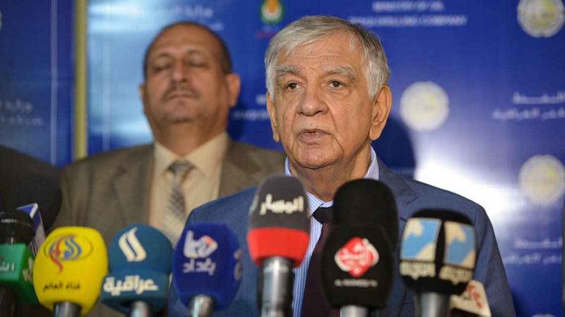 raqi Oil Minister Jabar Ali al-Luaibi speaks during a news conference during his visit to the oil field of Zubair, in Basra, Iraq. (Reuters)