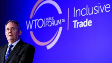 Britain's International Trade Secretary Liam Fox speaks during the WTO annual Public Forum in Geneva, Switzerland, September 27, 2016. REUTERS