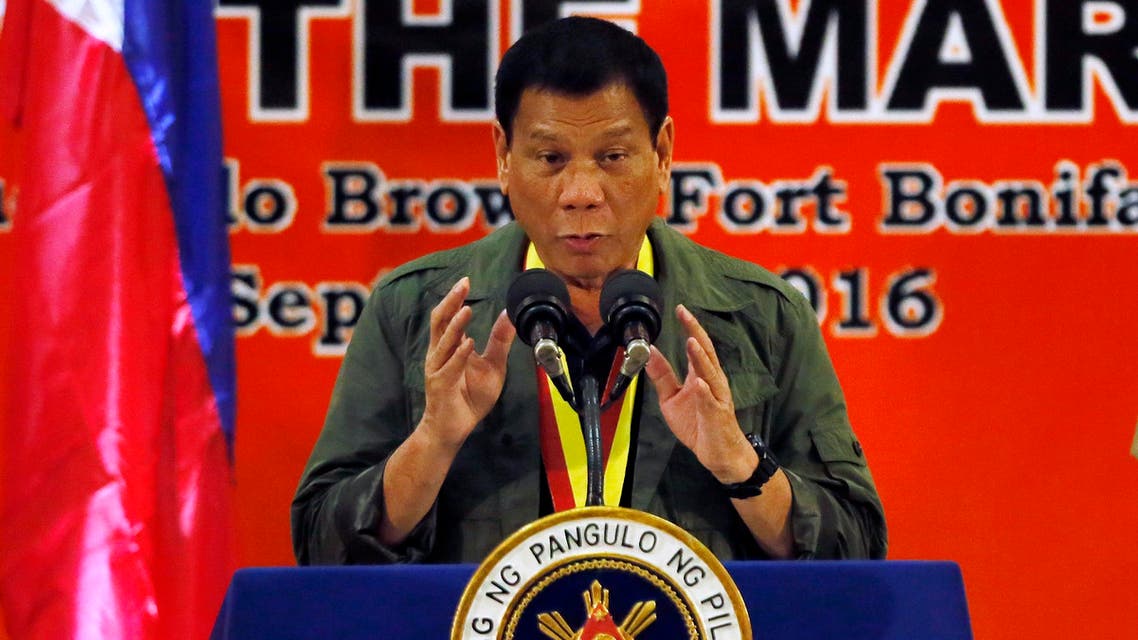 In this Sept. 27, 2016, photo, Philippine President Rodrigo Duterte addresses Philippine Marines in suburban Taguig city east of Manila, Philippines. As the body count mounts in the Philippines' war on drugs, and its combative president's rhetoric plumbs new depths, the mood in Washington toward the key Asian ally is hardening. Influential U.S. lawmakers are warning that the extra-judicial killings in the drugs war _ that Duterte on Sept. 30 compared to the Holocaust _ could affect American aid. (AP)