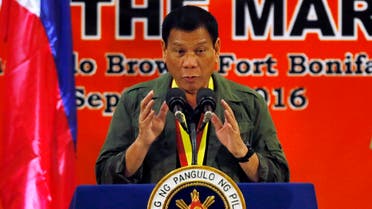 In this Sept. 27, 2016, photo, Philippine President Rodrigo Duterte addresses Philippine Marines in suburban Taguig city east of Manila, Philippines. As the body count mounts in the Philippines' war on drugs, and its combative president's rhetoric plumbs new depths, the mood in Washington toward the key Asian ally is hardening. Influential U.S. lawmakers are warning that the extra-judicial killings in the drugs war _ that Duterte on Sept. 30 compared to the Holocaust _ could affect American aid. (AP)