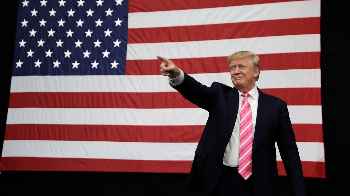 Republican presidential candidate Donald Trump takes the stage at a rally, Saturday, Oct. 1, 2016, in Manheim, Pa. (AP)