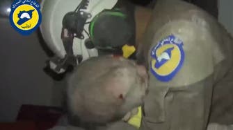 Video: Syrian volunteer cries after rescuing new born baby