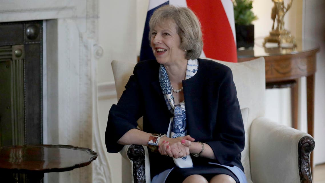 British Prime Minister Theresa May speaks speaks during her meeting with Cyprus President Nicos Anastasiades at 10 Downing Street in London, Tuesday, Sept. 27, 2016. (AP