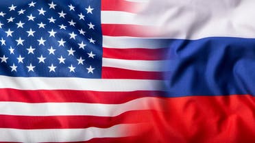 USA and Russia. Usa flag and Russia flag روسيا أميركا