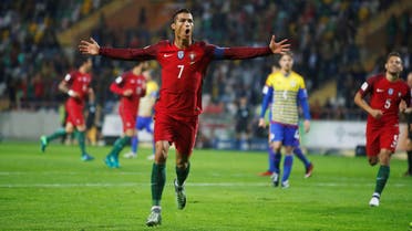 Portugal's Cristiano Ronaldo celebrates his second goal against Andorra. REUTERS