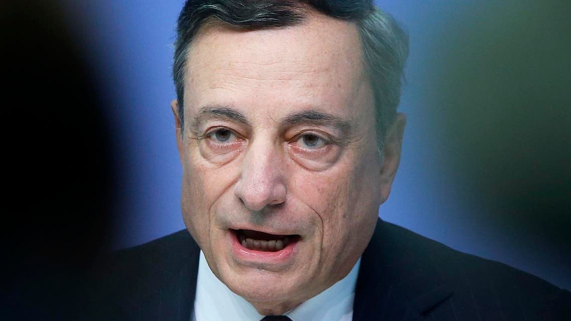 In this Thursday, Sept. 8, 2016 file photo, President of European Central Bank Mario Draghi speaks during a news conference in Frankfurt, Germany, following a meeting of the ECB governing council. Top officials at the European Central Bank remain open to providing new stimulus to raise inflation in the eurozone economy — but for now are emphasizing carrying out measures they have already agreed on, according to a written account released Thursday Oct. 6, 2016, of the Sept. 8 meeting of the bank's 25-member governing council. (AP Photo/Michael Probst, File)