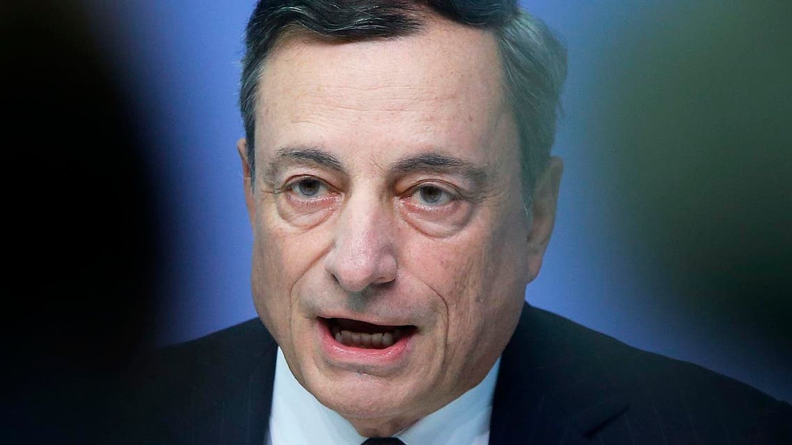 In this Thursday, Sept. 8, 2016 file photo, President of European Central Bank Mario Draghi speaks during a news conference in Frankfurt, Germany, following a meeting of the ECB governing council. Top officials at the European Central Bank remain open to providing new stimulus to raise inflation in the eurozone economy — but for now are emphasizing carrying out measures they have already agreed on, according to a written account released Thursday Oct. 6, 2016, of the Sept. 8 meeting of the bank's 25-member governing council. (AP Photo/Michael Probst, File)