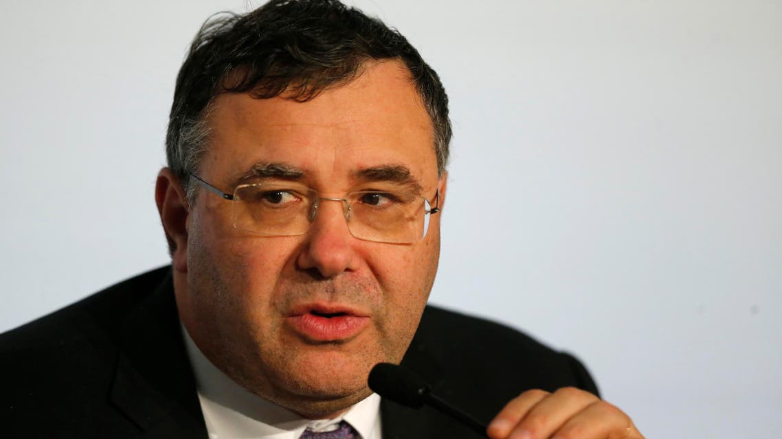 Patrick Pouyanne, CEO of French oil giant Total attends a meeting, Friday, Oct. 16, 2015 in Paris, France. The chief executives of 10 of the world's biggest oil and gas companies have pledged support for an "effective" deal to fight global warming at a Paris conference next month (AP Photo/Jacques Brinon)