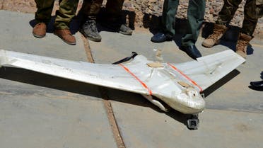 A drone belonging to ISIS militants, which was shot down by Iraqi security forces outside Fallujah, 40 miles (65 kilometers) west of Baghdad, Iraq, May 26, 2016. (AP Photo)