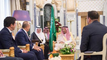 Custodian of the Two Holy Mosques receives Turkish Ministers of Foreign Affairs and Economy (SPA) 12-01-1438 AH