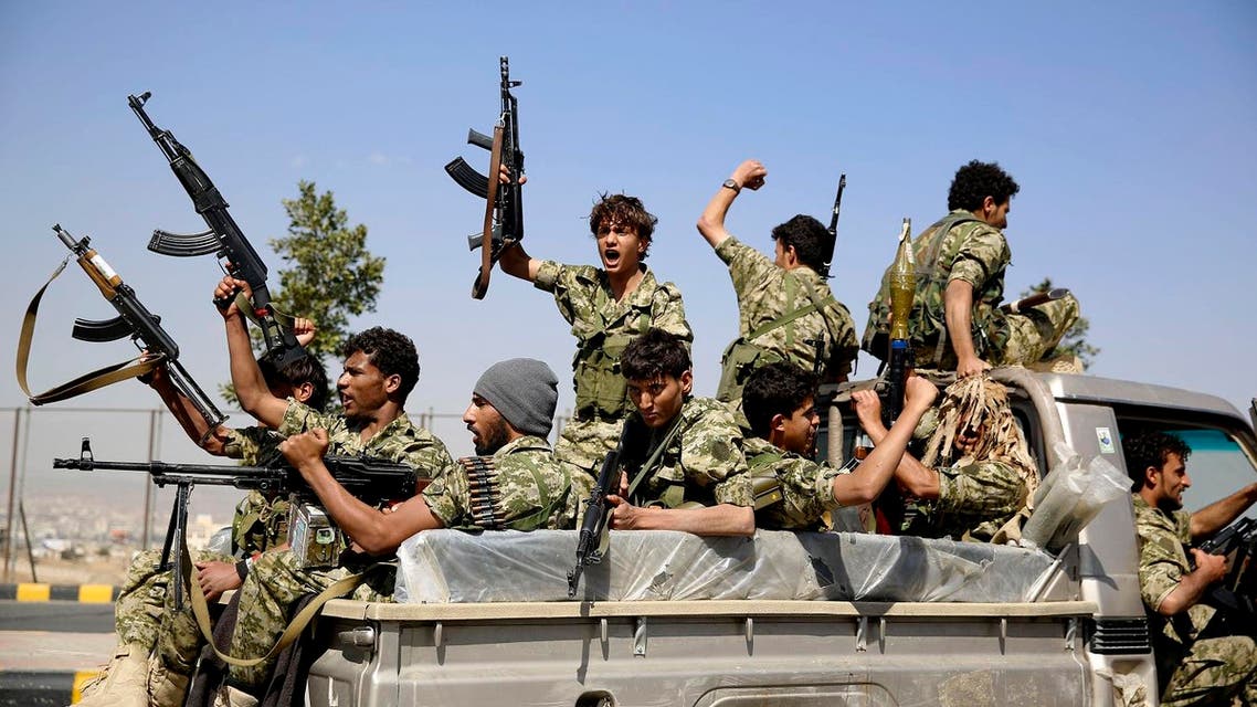 AP Houthis, ride on a patrol truck as they chant slogans during a tribal gathering showing support for the Houthi movement in Sanaa, Yemen, Monday, Dec. 14, 2015.