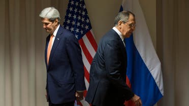 U.S. Secretary of State John Kerry, left, and Russian Foreign Minister Sergey Lavrov walk to their seats for a meeting about Syria, in Zurich, Switzerland, on Wednesday, Jan. 20, 2016, before Kerry was to attend the World Economic Forum in Davos. Kerry’s trip is expected to last nine days and to encompass stops in Switzerland, Saudi Arabia, Laos, Cambodia, and China. (AP