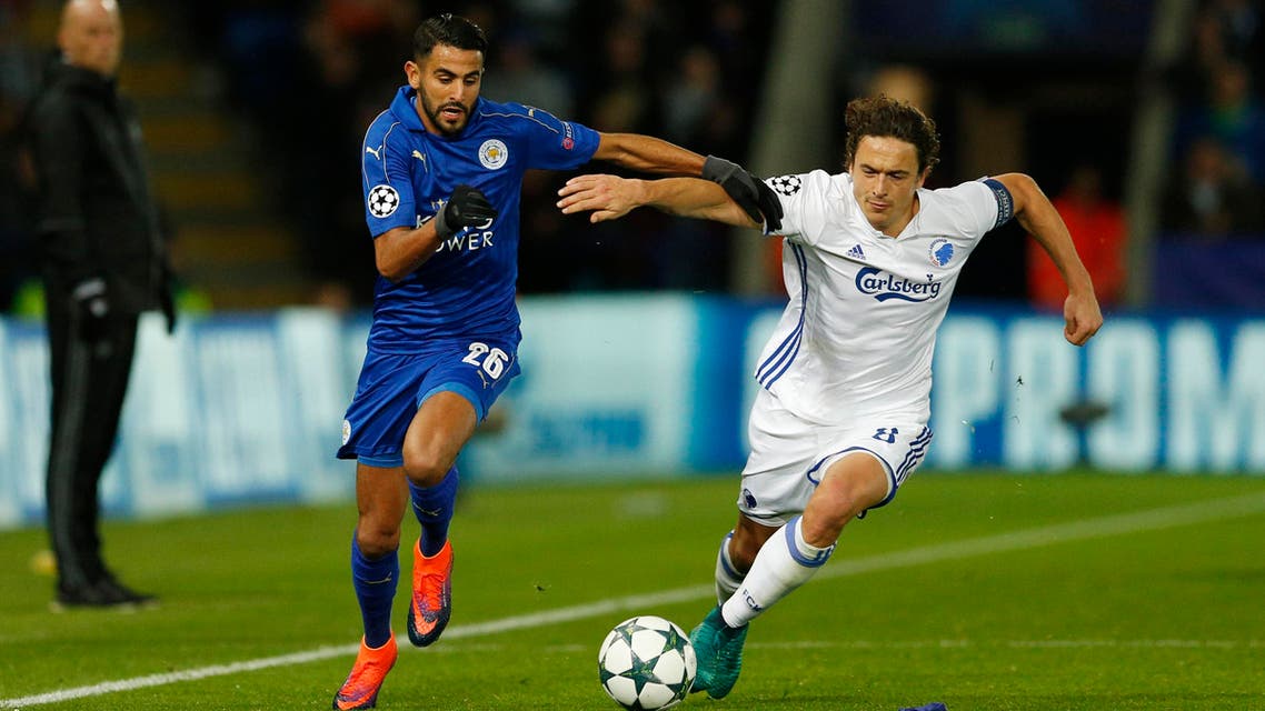  Leicester City's Riyad Mahrez in action with FC Copenhagen's Thomas Delaney Action Images via Reuters
