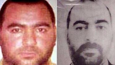 A combo of two handout pictures released by the US Department of State’s Bureau of Diplomatic Security (L) and by Iraqi Ministry of Interior shows photographs of Abu Bakr al-Baghdadi. (AFP)