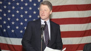 Bill Clinton address the news conference…releases a 23 year old letter which he claims supports his explation of event for the controversy around the Vietnam draft in Manchester Airport Feb. 12, 1992. (AP)