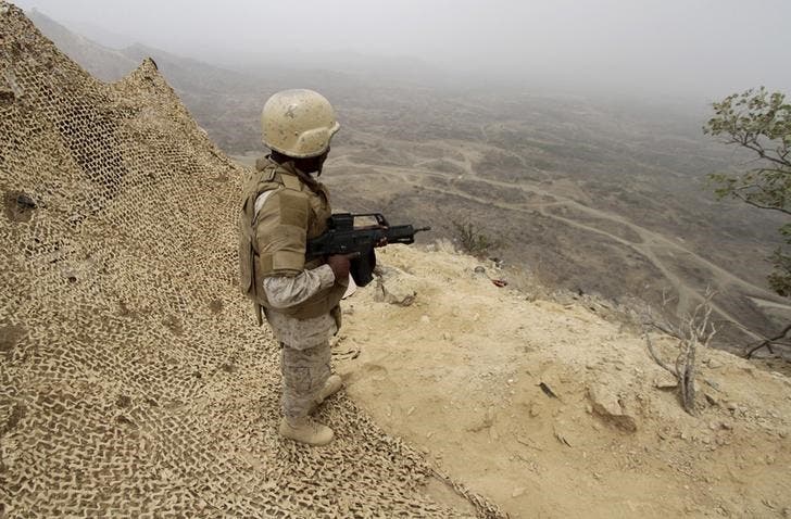 A Saudi soldier at the border with Yemen. (Reuters) 