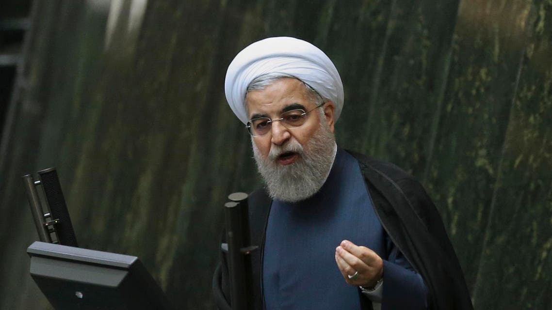 Iranian President Hassan Rouhani defends three proposed ministers following a recent cabinet reshuffle, in a session of parliament, in Tehran, Iran, Tuesday, Nov. 1, 2016. (AP Photo/Vahid Salemi)
