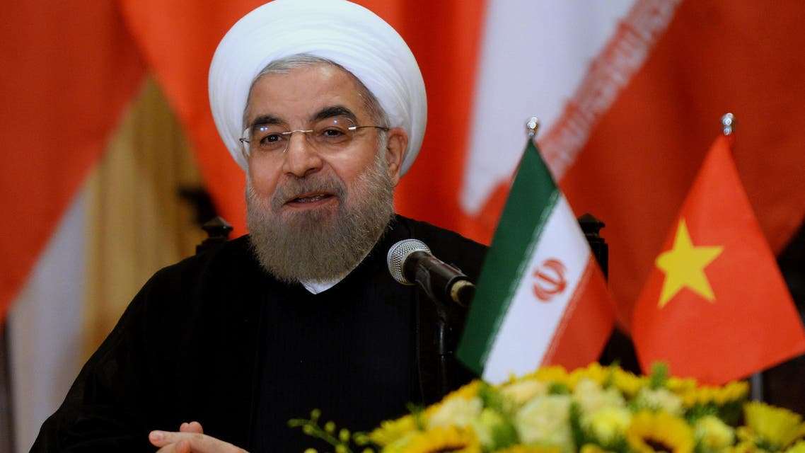 Iranian President Hassan Rouhani speaks during a joint-press conference at the presidential palace in Hanoi on Oct. 6, 2016. (AFP)
