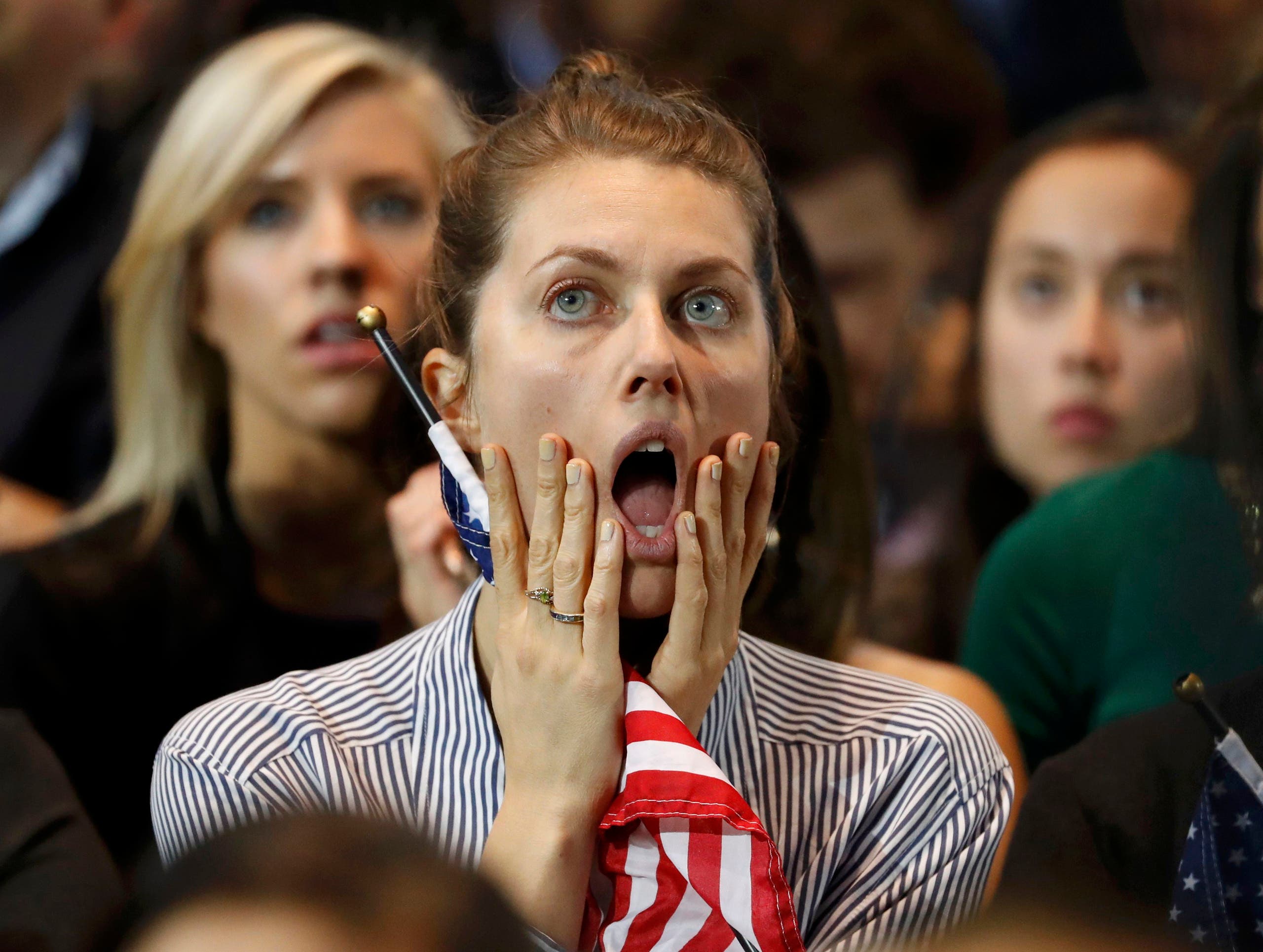 Supporters of U.S. Democratic presidential nominee Hillary Clinton react at her election night rally in Manhattan, New York, U.S., November 8, 2016. (Reuters)