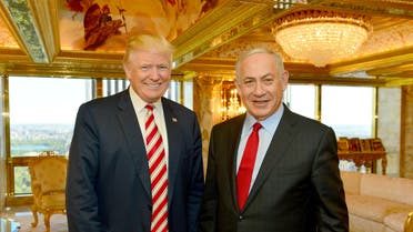 Netanyahu (R) stands next to Republican U.S. presidential candidate Donald Trump during their meeting in New York, September 25, 2016. REUTERS