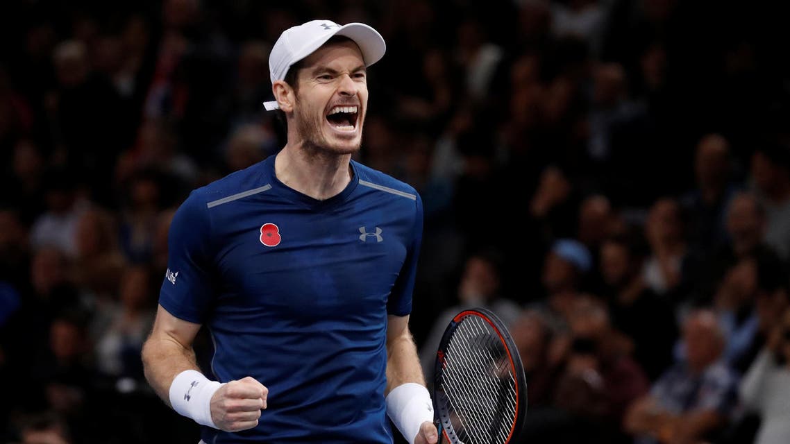 Andy Murray reacts at the end of the Paris Masters tennis tournament men's singles final. (Reuters) 