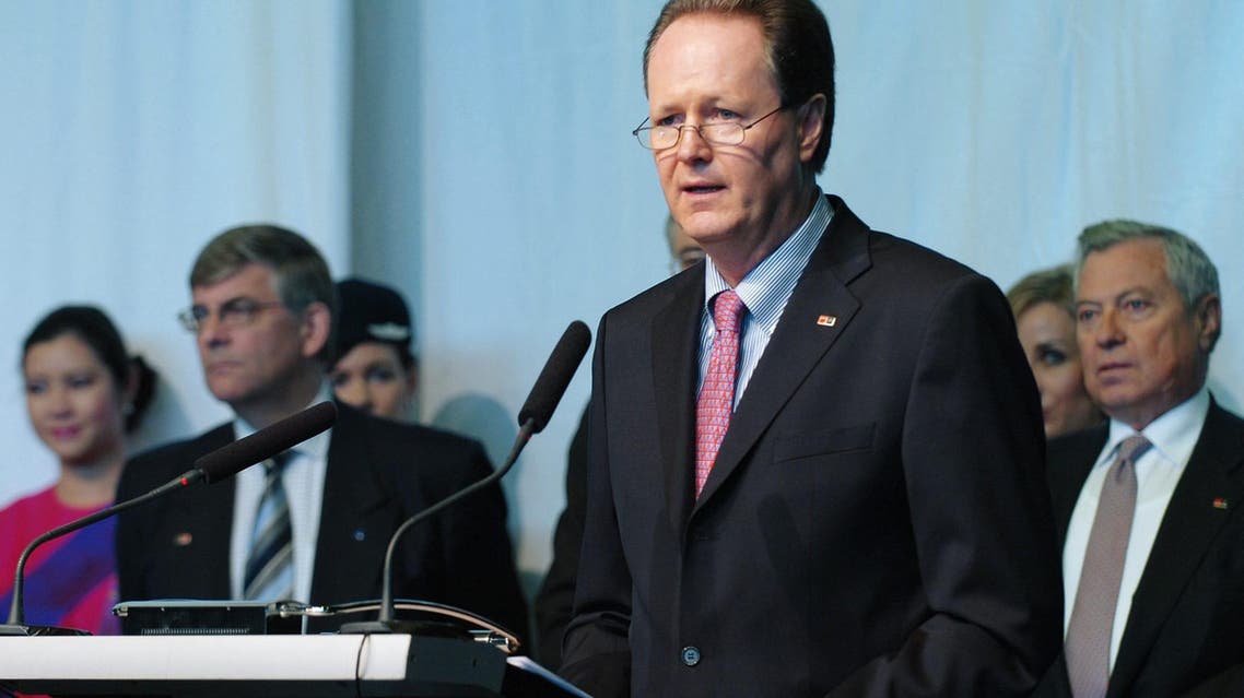File photo of Jaan Albrecht, former CEO of Star Alliance, speaks during the ceremony of the merger of Swiss International Airlines with Star Alliance. (AP)