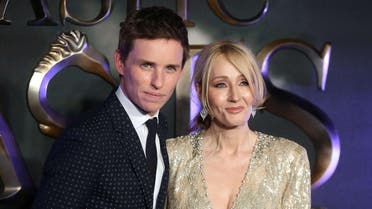 Actor Eddie Redmayne (L) poses with writer J.K. Rowling as they arrive for the European premiere of the film ‘Fantastic Beasts and Where to Find Them’ in London, Britain November 15, 2016. (Reuters)