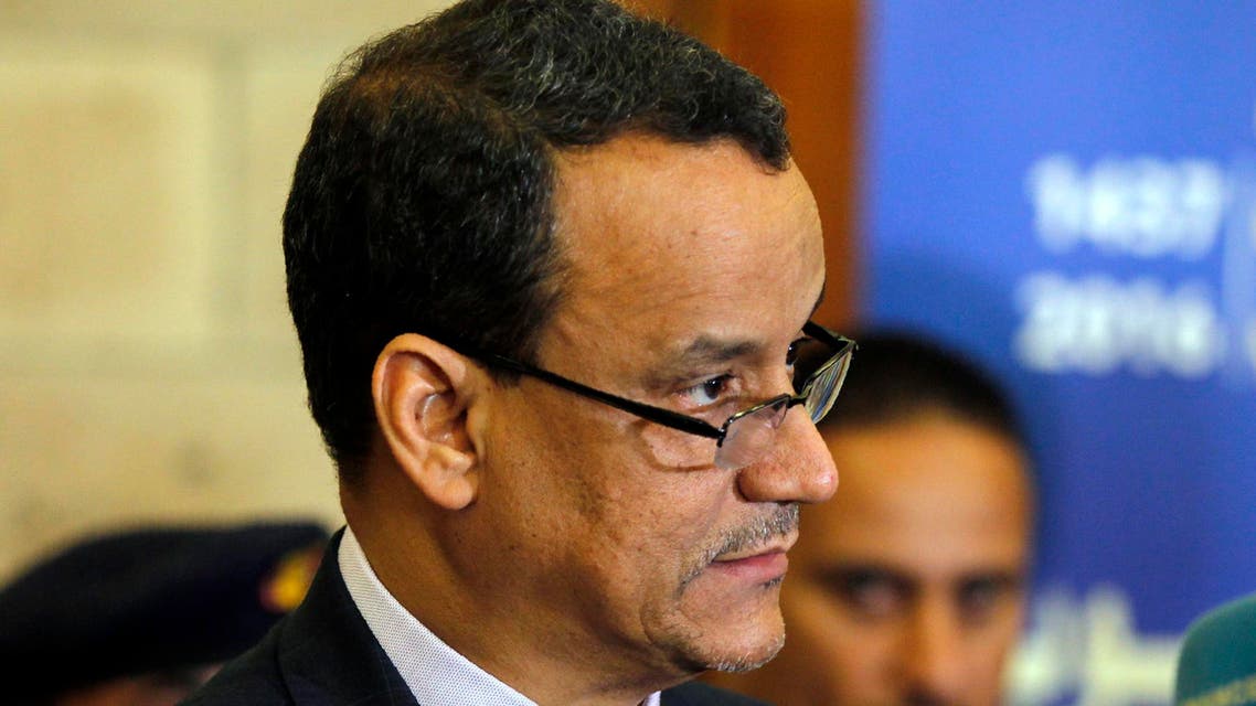 The United Nations Special Envoy to Yemen Ismail Ould Cheikh Ahmed speaks during a press conference ahead of his departure at Sanaa international airport on October 25, 2016. Hundreds of people demonstrated in Yemen's rebel-held capital against what they described as the United Nations' "complicity" in the country's deadly 19-month-old war, witnesses said