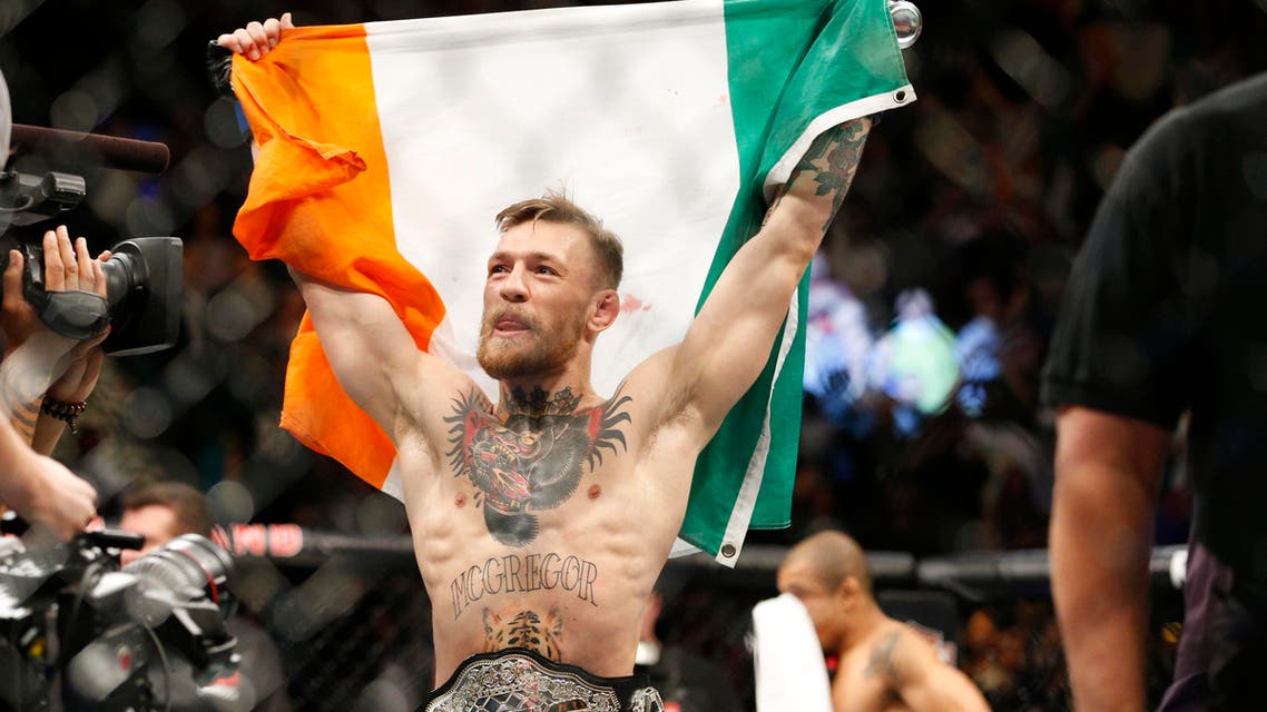 Conor McGregor reacts after defeating Jose Aldo during a featherweight championship mixed martial arts bout at UFC 194, Saturday, Dec. 12, 2015, in Las Vegas. (AP)
