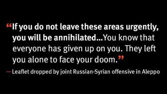 Leaflets dropped in eastern Aleppo: ‘Everyone has given up on you’