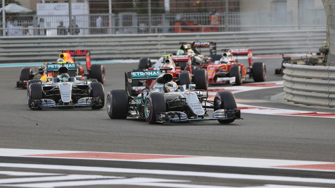 Mercedes driver Lewis Hamilton of Britain leads as he steers through a corner during the Emirates Formula One Grand Prix at the Yas Marina racetrack in Abu Dhabi, United Arab Emirates, Sunday, Nov. 27, 2016. (AP