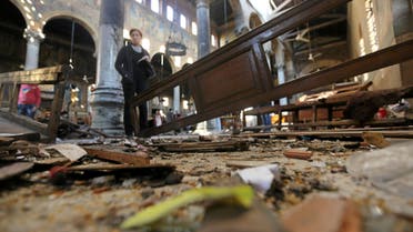 Damage from the explosion inside Cairo's Coptic Orthodox Cathedral is seen inside the cathedral in Cairo, Egypt December 11, 2016. Reuters