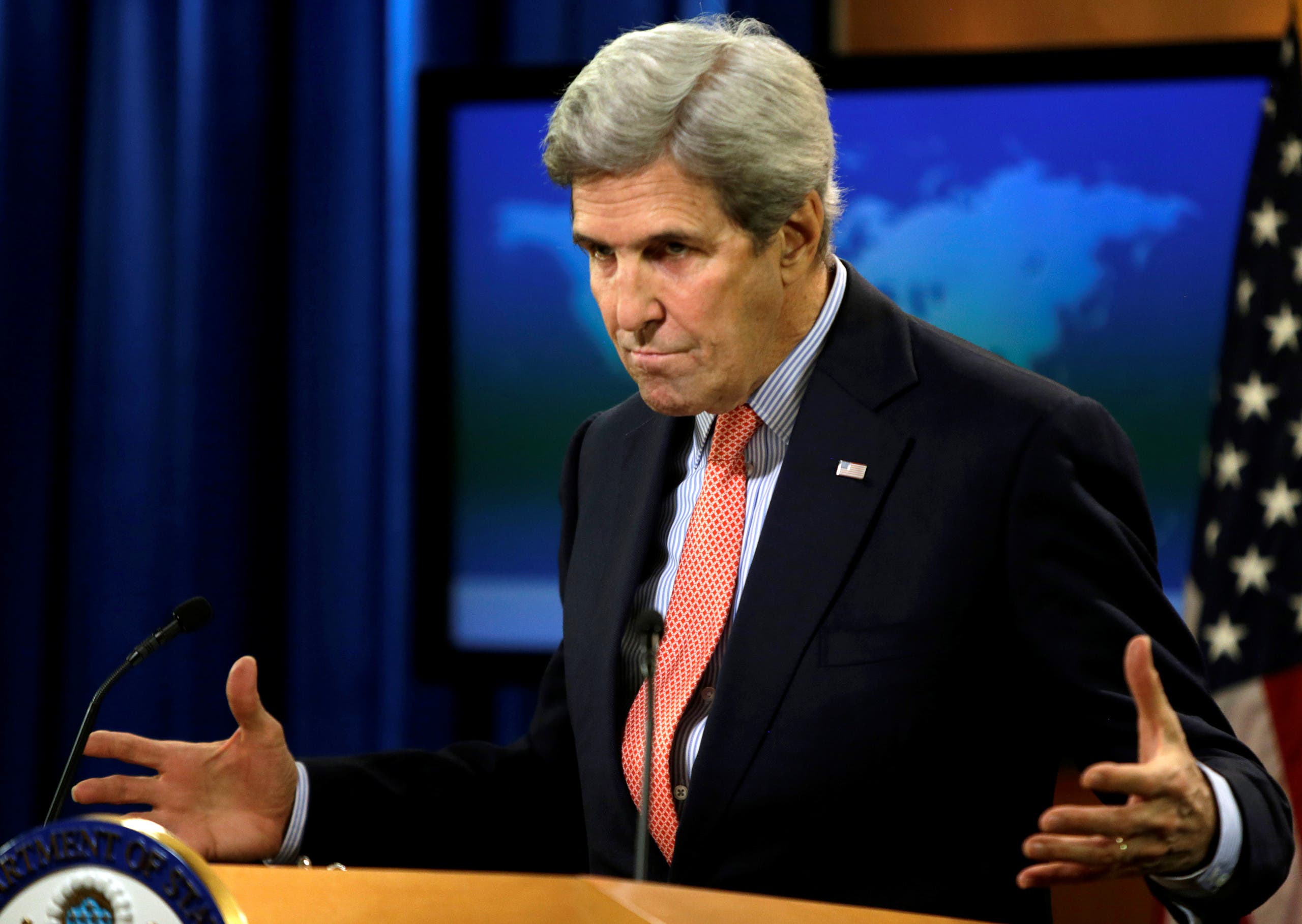 United States Secretary of State John Kerry delivers a statement on the situation in Aleppo, Syria at the State Department in Washington U.S., December 15, 2016. (Reuters)